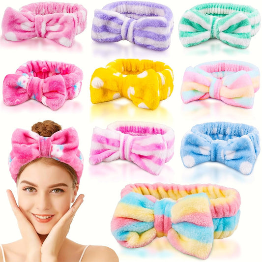 9-teiliges Spa-Stirnband für Gesichtsreinigung, Hautpflege-Stirnband, Mikrofaser-Make-up-Stirnbänder für Frauen und Mädchen, Gesichtsreinigung, Haarband mit Schleife, Geschenk für Teenager
