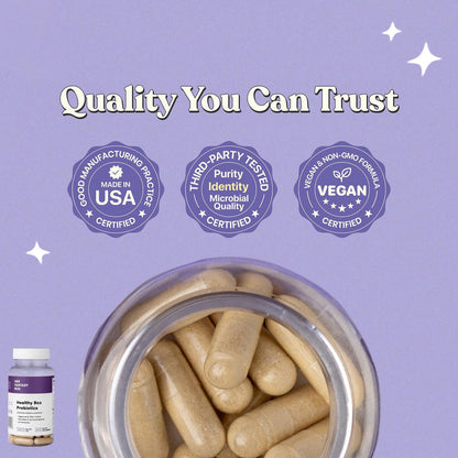 Her Fantasy Box Healthy Box – Vaginale Probiotika für Frauen mit Präbiotika, Lactobacillus-Komplex, Cranberry & D-Mannose für Hormonbalance, PMS-Linderung & feminine Gesundheit (30 Kapseln)