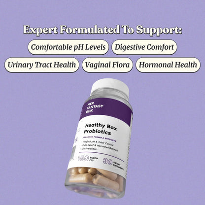 Her Fantasy Box Healthy Box – Vaginale Probiotika für Frauen mit Präbiotika, Lactobacillus-Komplex, Cranberry & D-Mannose für Hormonbalance, PMS-Linderung & feminine Gesundheit (30 Kapseln)