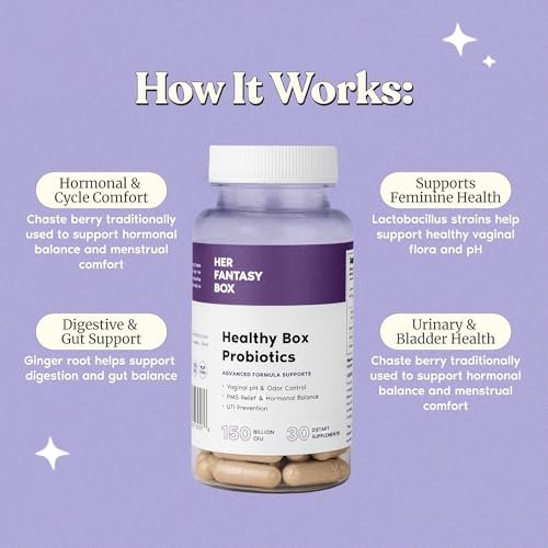 Her Fantasy Box Healthy Box – Vaginale Probiotika für Frauen mit Präbiotika, Lactobacillus-Komplex, Cranberry & D-Mannose für Hormonbalance, PMS-Linderung & feminine Gesundheit (30 Kapseln)