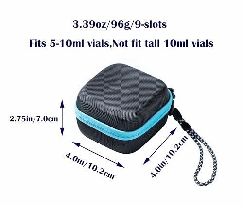 Moyite 9er Vialenhalter - Insulin Peptid Vial Case für den Kühlschrank, mit Handschlaufe, passend für 5ml 10ml Vialen für Peptid, GLP-1 und Insulin Aufbewahrung, nicht geeignet für hohe 10ml Vialen, Schwarz und Blau Reißverschluss