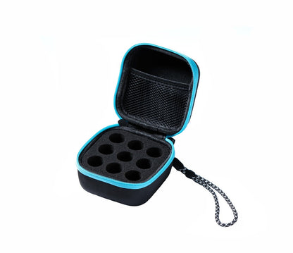 Moyite 9er Vialenhalter - Insulin Peptid Vial Case für den Kühlschrank, mit Handschlaufe, passend für 5ml 10ml Vialen für Peptid, GLP-1 und Insulin Aufbewahrung, nicht geeignet für hohe 10ml Vialen, Schwarz und Blau Reißverschluss