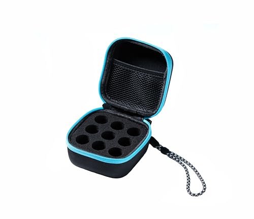 Moyite 9er Vialenhalter - Insulin Peptid Vial Case für den Kühlschrank, mit Handschlaufe, passend für 5ml 10ml Vialen für Peptid, GLP-1 und Insulin Aufbewahrung, nicht geeignet für hohe 10ml Vialen, Schwarz und Blau Reißverschluss