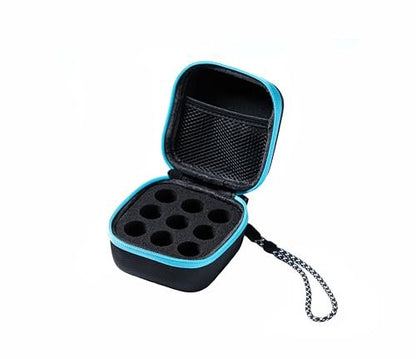 Moyite 9er Vialenhalter - Insulin Peptid Vial Case für den Kühlschrank, mit Handschlaufe, passend für 5ml 10ml Vialen für Peptid, GLP-1 und Insulin Aufbewahrung, nicht geeignet für hohe 10ml Vialen, Schwarz und Blau Reißverschluss