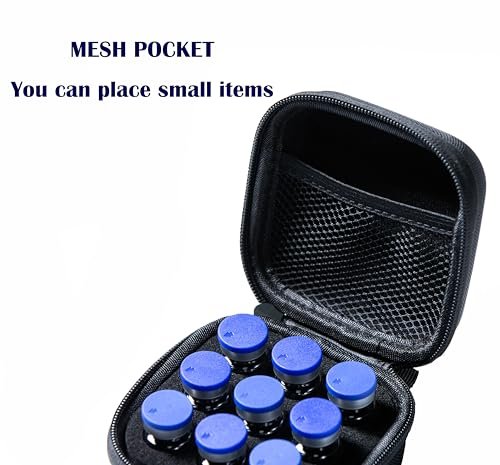 Moyite 9er Vialenhalter, Insulin Peptid Vial Case für den Kühlschrank, mit Handschlaufe, passend für 5ml 10ml Vial für Peptid, GLP-1 Aufbewahrung, nicht geeignet für hohe 10ml Vials, Schwarz