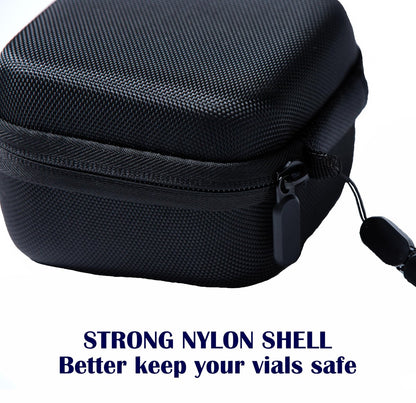 Moyite 9er Vialenhalter, Insulin Peptid Vial Case für den Kühlschrank, mit Handschlaufe, passend für 5ml 10ml Vial für Peptid, GLP-1 Aufbewahrung, nicht geeignet für hohe 10ml Vials, Schwarz