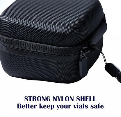 Moyite 9er Vialenhalter, Insulin Peptid Vial Case für den Kühlschrank, mit Handschlaufe, passend für 5ml 10ml Vial für Peptid, GLP-1 Aufbewahrung, nicht geeignet für hohe 10ml Vials, Schwarz