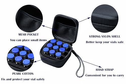 Moyite 9er Vialenhalter, Insulin Peptid Vial Case für den Kühlschrank, mit Handschlaufe, passend für 5ml 10ml Vial für Peptid, GLP-1 Aufbewahrung, nicht geeignet für hohe 10ml Vials, Schwarz