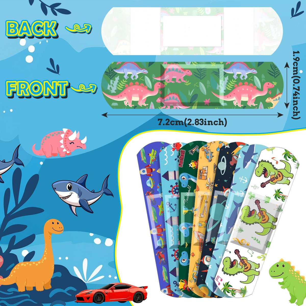 Sublaga 300 Pflaster für Kinder – 33 bunte Cartoon-Motive, wasserdicht, flexibel, für Jungen und Mädchen