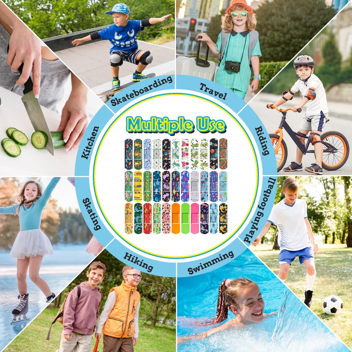 Sublaga 300 Pflaster für Kinder – 33 bunte Cartoon-Motive, wasserdicht, flexibel, für Jungen und Mädchen