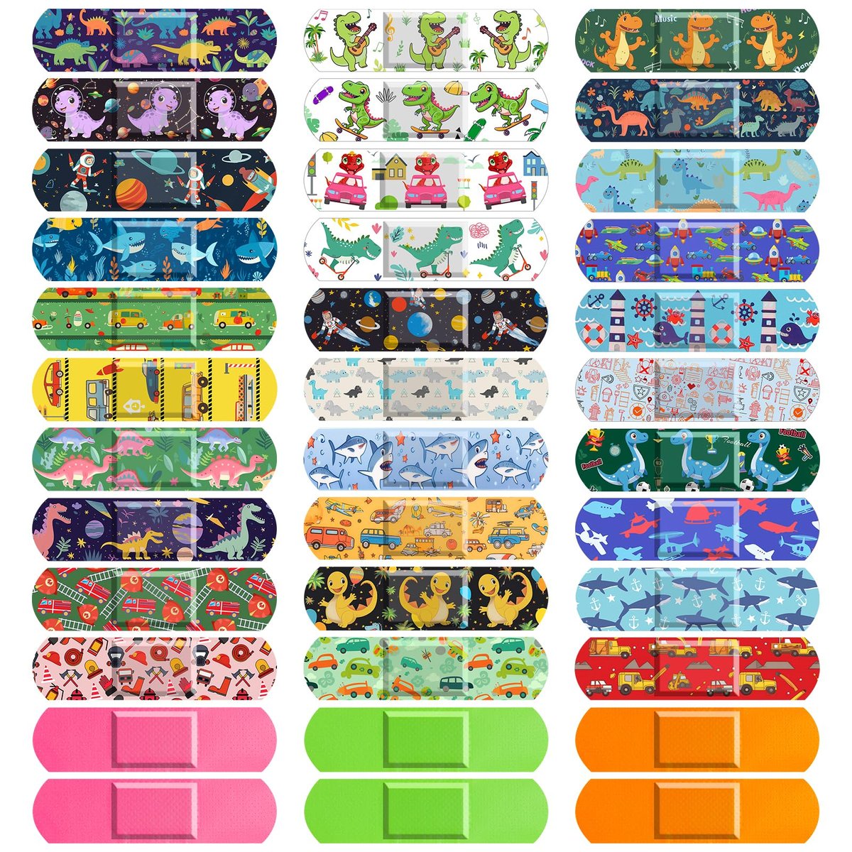 Sublaga 300 Pflaster für Kinder – 33 bunte Cartoon-Motive, wasserdicht, flexibel, für Jungen und Mädchen