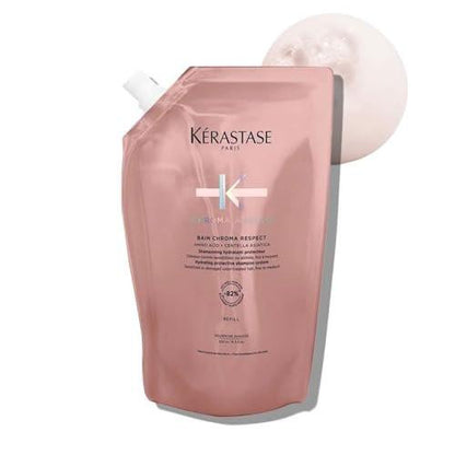 Kérastase Chroma Absolue Chroma Respect Shampoo Nachfüllbeutel – Farbschutz & Feuchtigkeit für sensibilisiertes oder geschädigtes coloriertes Haar (fein bis mittel) mit Glycerin & Hyaluronsäure, 500 ml
