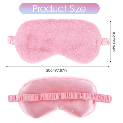 2er-Pack Plüsch Schlafmaske – Weiche Augenmaske aus kuscheligem Kunstfell für Damen und Herren (Blau & Pink)