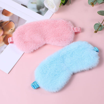 2er-Pack Plüsch Schlafmaske – Weiche Augenmaske aus kuscheligem Kunstfell für Damen und Herren (Blau & Pink)