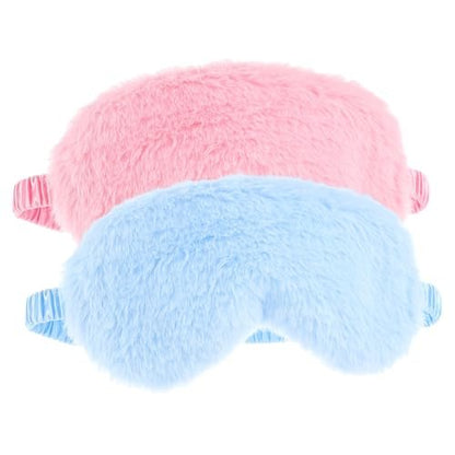 2er-Pack Plüsch Schlafmaske – Weiche Augenmaske aus kuscheligem Kunstfell für Damen und Herren (Blau & Pink)