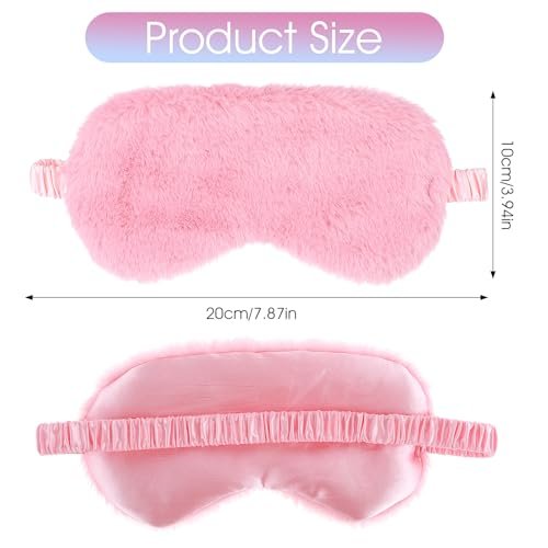 2er-Pack Plüsch Schlafmaske – Weiche Augenmaske aus kuscheligem Kunstfell für Damen und Herren (Blau & Pink)