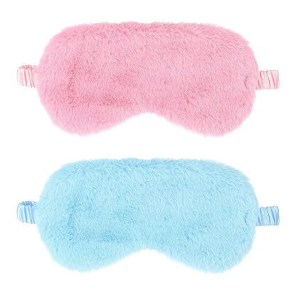 2er-Pack Plüsch Schlafmaske – Weiche Augenmaske aus kuscheligem Kunstfell für Damen und Herren (Blau & Pink)