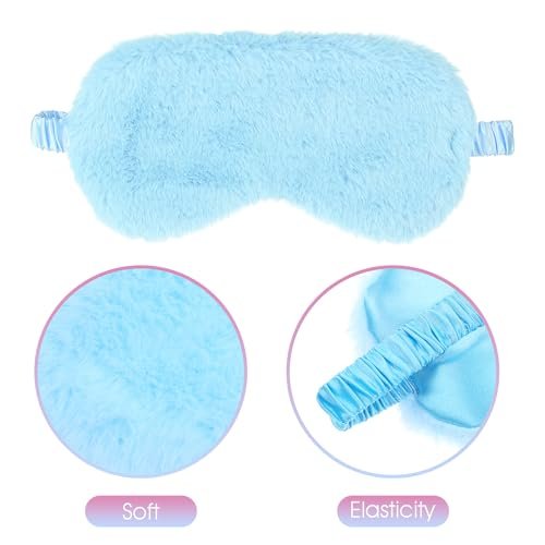 2er-Pack Plüsch Schlafmaske – Weiche Augenmaske aus kuscheligem Kunstfell für Damen und Herren (Blau & Pink)