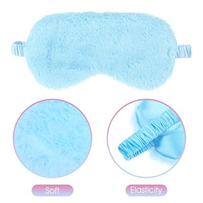 2er-Pack Plüsch Schlafmaske – Weiche Augenmaske aus kuscheligem Kunstfell für Damen und Herren (Blau & Pink)