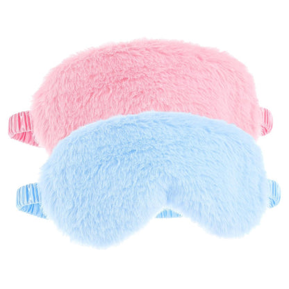 2er-Pack Plüsch Schlafmaske – Weiche Augenmaske aus kuscheligem Kunstfell für Damen und Herren (Blau & Pink)