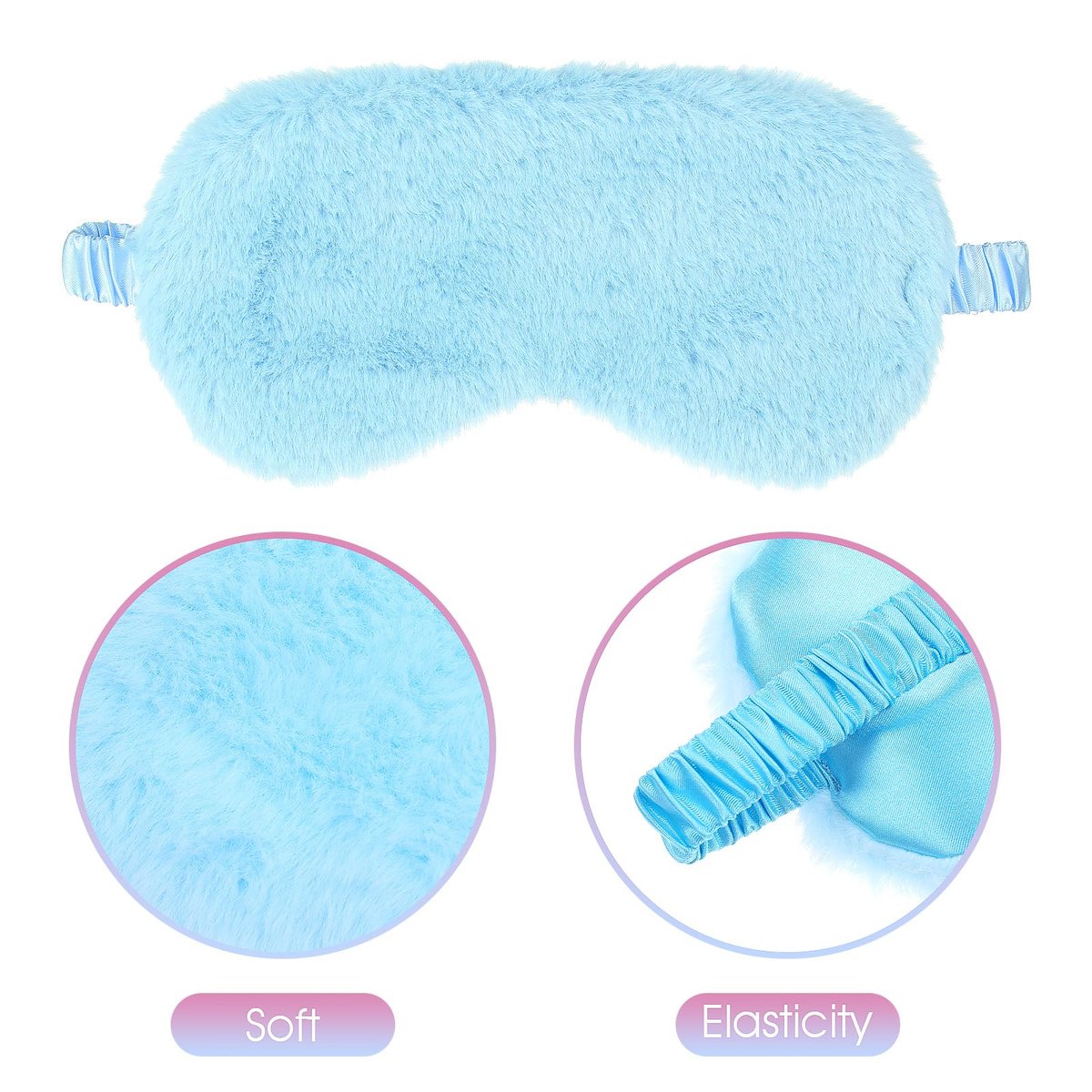 2er-Pack Plüsch Schlafmaske – Weiche Augenmaske aus kuscheligem Kunstfell für Damen und Herren (Blau & Pink)
