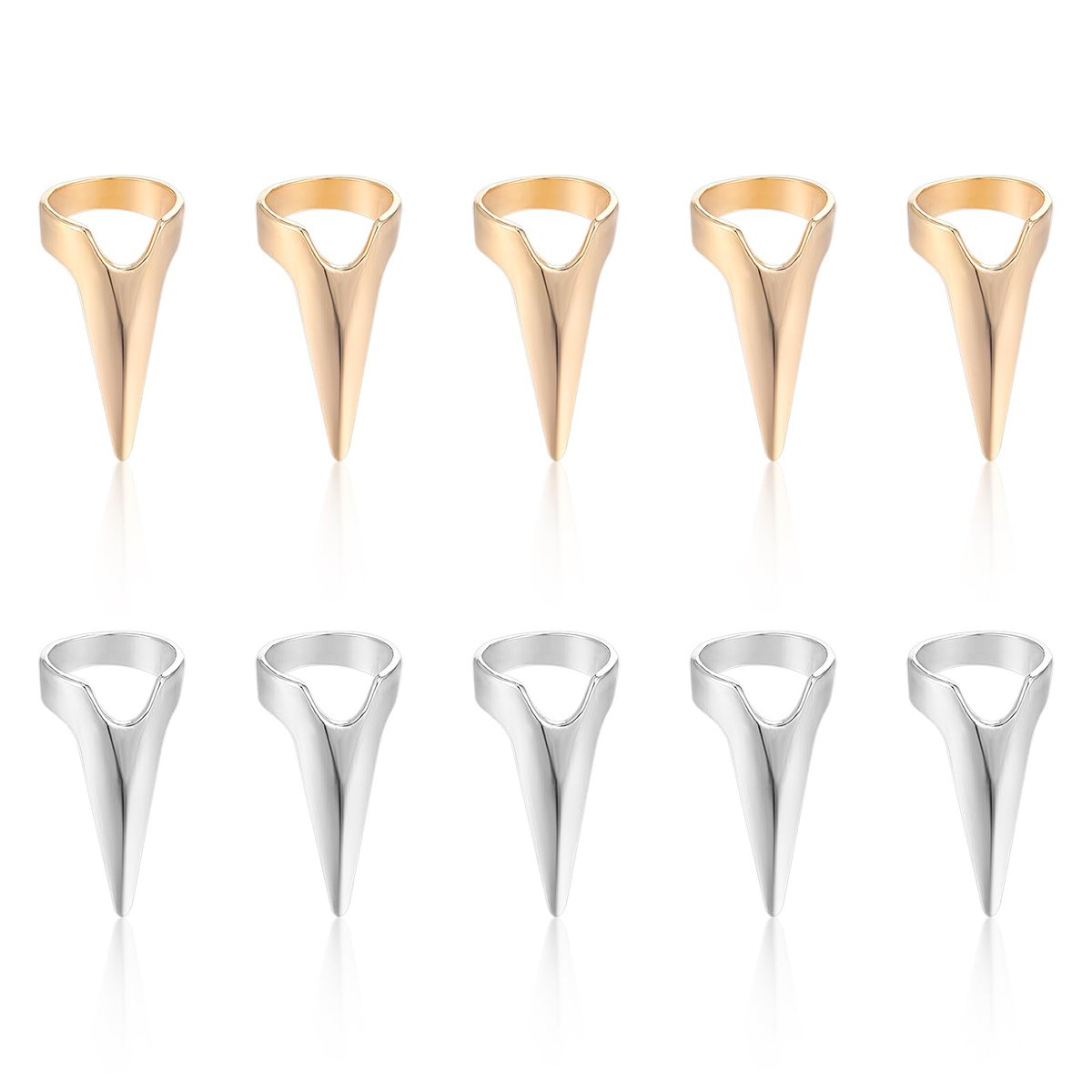 Giantree 10er Set Haartrennringe zum Flechten, Nagelabdeckung Rückenkratzer, Haarabschnittsauswahlinstrument für Haarflechtzubehör, Cosplay, Nagelkunst, Party (Gold + Silber)