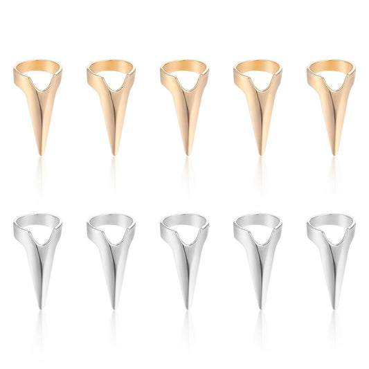Giantree 10er Set Haartrennringe zum Flechten, Nagelabdeckung Rückenkratzer, Haarabschnittsauswahlinstrument für Haarflechtzubehör, Cosplay, Nagelkunst, Party (Gold + Silber)
