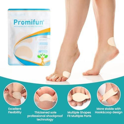 Promifun Moleskin Streifen mit Klebstoff, Blasenschutz-Pads, Molke-Haut-Tape-Aufkleber für Füße, Fersen, Schuhe, Polster – 24 Blatt in 4 Formen, Beige