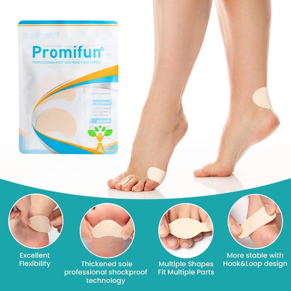 Promifun Moleskin Streifen mit Klebstoff, Blasenschutz-Pads, Molke-Haut-Tape-Aufkleber für Füße, Fersen, Schuhe, Polster – 24 Blatt in 4 Formen, Beige