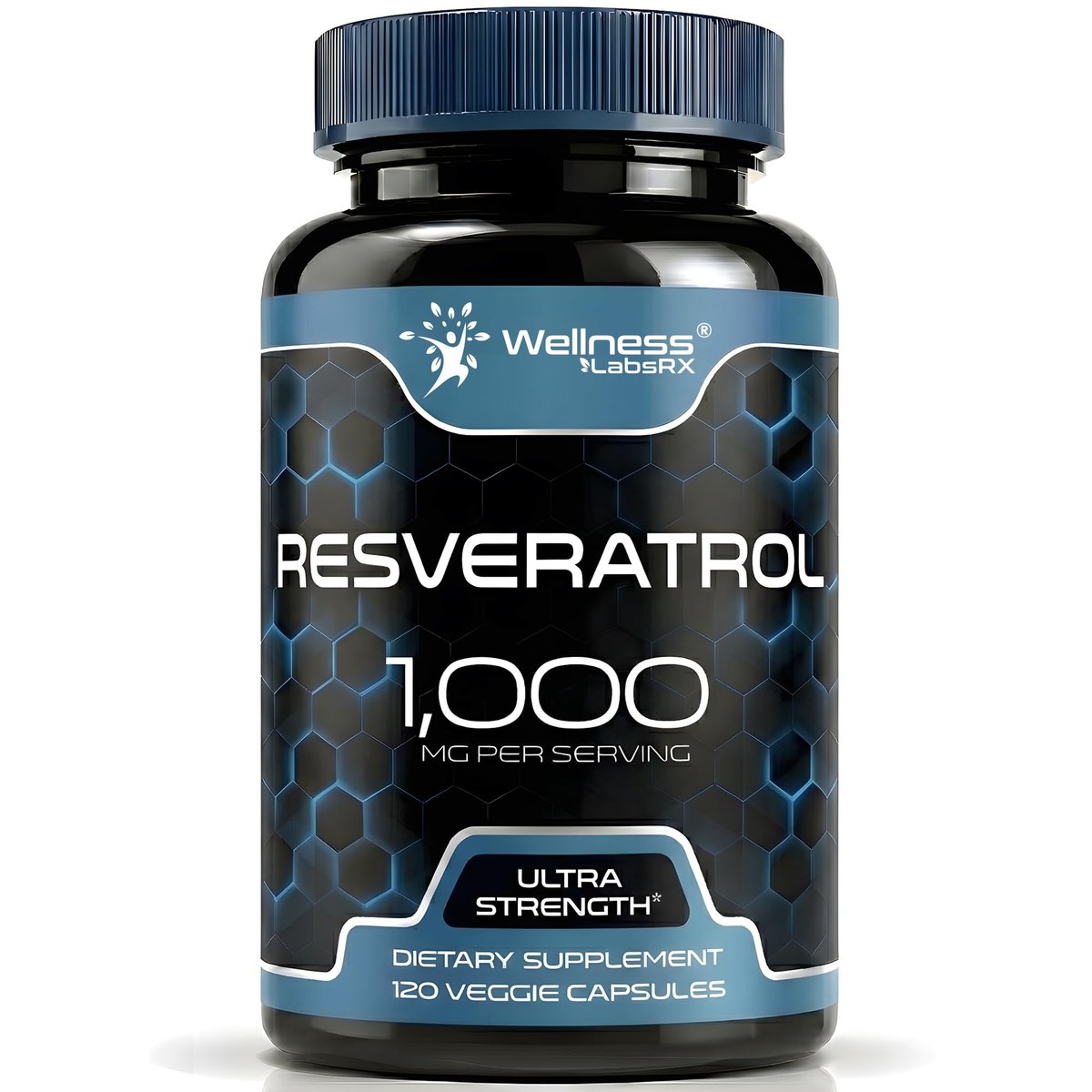 WELLNESS LABSRX Resveratrol Supplement 1000mg, 120 Kapseln (60 Tage Vorrat), Hochreines Trans-Resveratrol für gesundes Altern, Anti-Aging und Herzunterstützung - Vegan, Keto