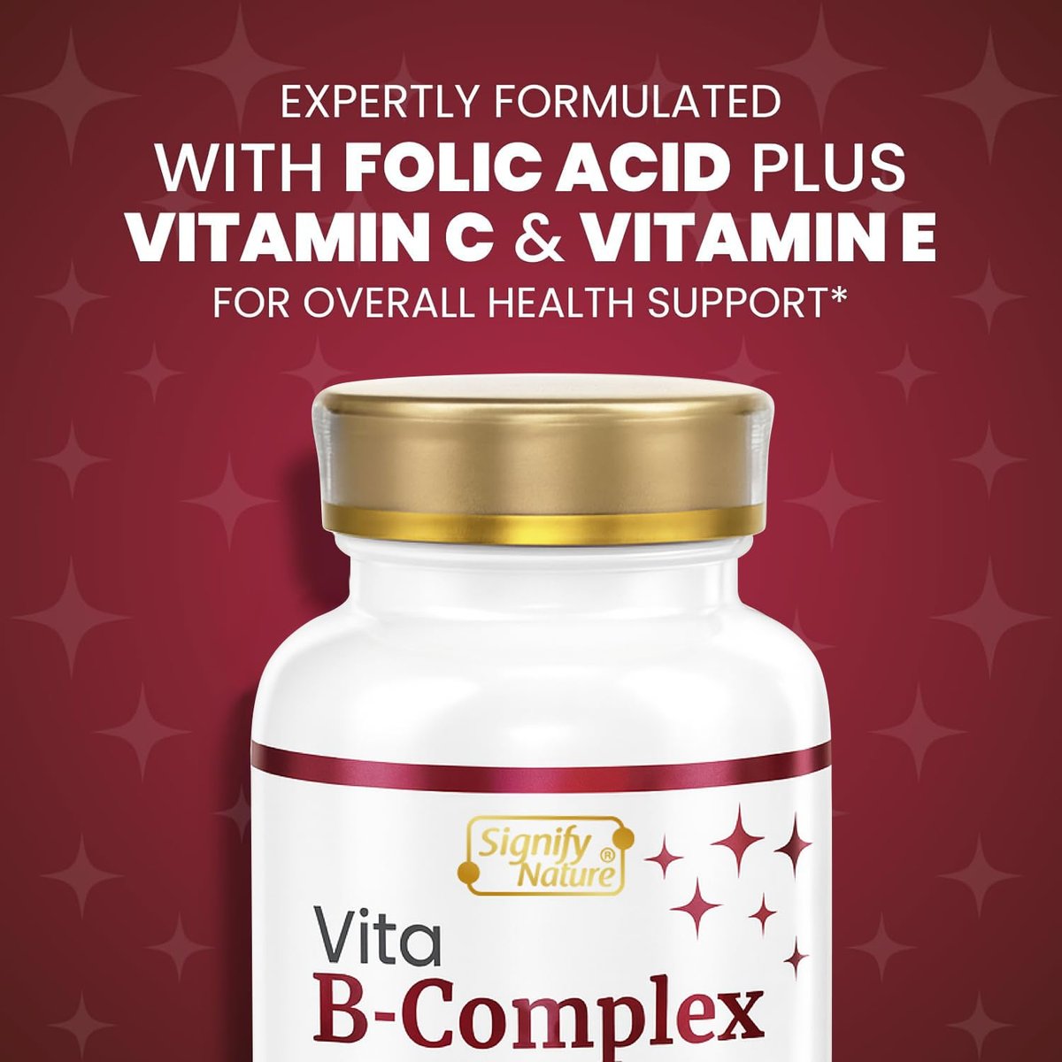 SIGNIFY NATURE VitaBComplex mit Vitamin C und E – B-Komplex Vitamine für Frauen & Männer, B-Komplex Nahrungsergänzung, VIT B1, B2, B3, B5, B6, B8, B9, B12 – Super B Softgels – 60 Stück