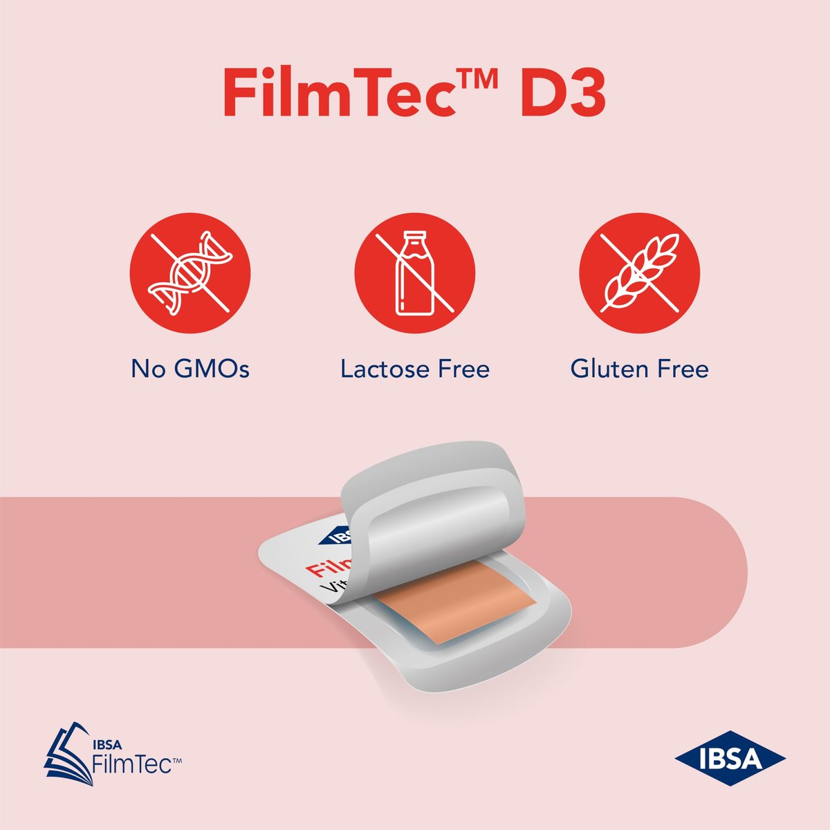 Ibsa FilmTec D3 - Nahrungsergänzungsmittel mit 2000 IE Vitamin D3 – 30 Mundlösliche Folien für sofortige Freisetzung und Verträglichkeit - Glutenfrei, Laktosefrei, Zuckerfrei, Ohne Gentechnik