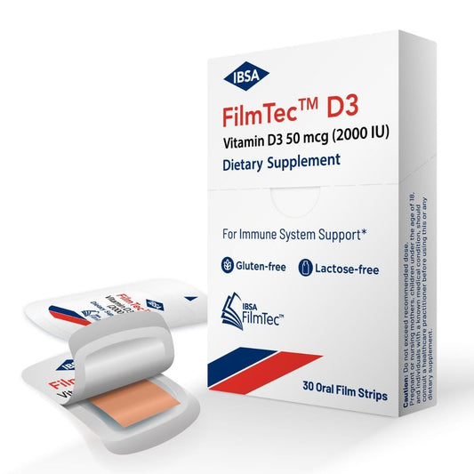 Ibsa FilmTec D3 - Nahrungsergänzungsmittel mit 2000 IE Vitamin D3 – 30 Mundlösliche Folien für sofortige Freisetzung und Verträglichkeit - Glutenfrei, Laktosefrei, Zuckerfrei, Ohne Gentechnik