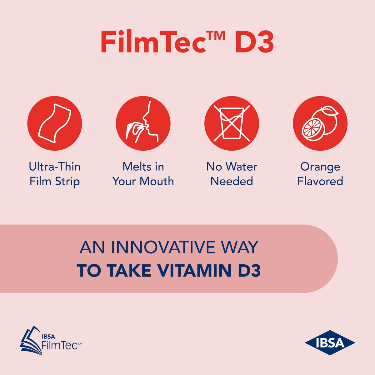 Ibsa FilmTec D3 - Nahrungsergänzungsmittel mit 2000 IE Vitamin D3 – 30 Mundlösliche Folien für sofortige Freisetzung und Verträglichkeit - Glutenfrei, Laktosefrei, Zuckerfrei, Ohne Gentechnik