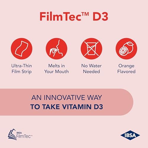 Ibsa FilmTec D3 - Nahrungsergänzungsmittel mit 2000 IE Vitamin D3 – 30 Mundlösliche Folien für sofortige Freisetzung und Verträglichkeit - Glutenfrei, Laktosefrei, Zuckerfrei, Ohne Gentechnik