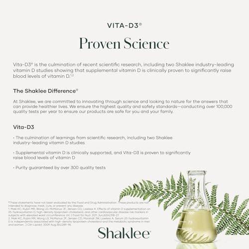 Shaklee Vita-D3® 2.000 IE – Hochdosiertes Vitamin D3 für Knochen-, Herz- und Immunsystem-Gesundheit | Fördert Kalziumaufnahme und allgemeines Wohlbefinden | 1 Tablette täglich – 90 Tabletten