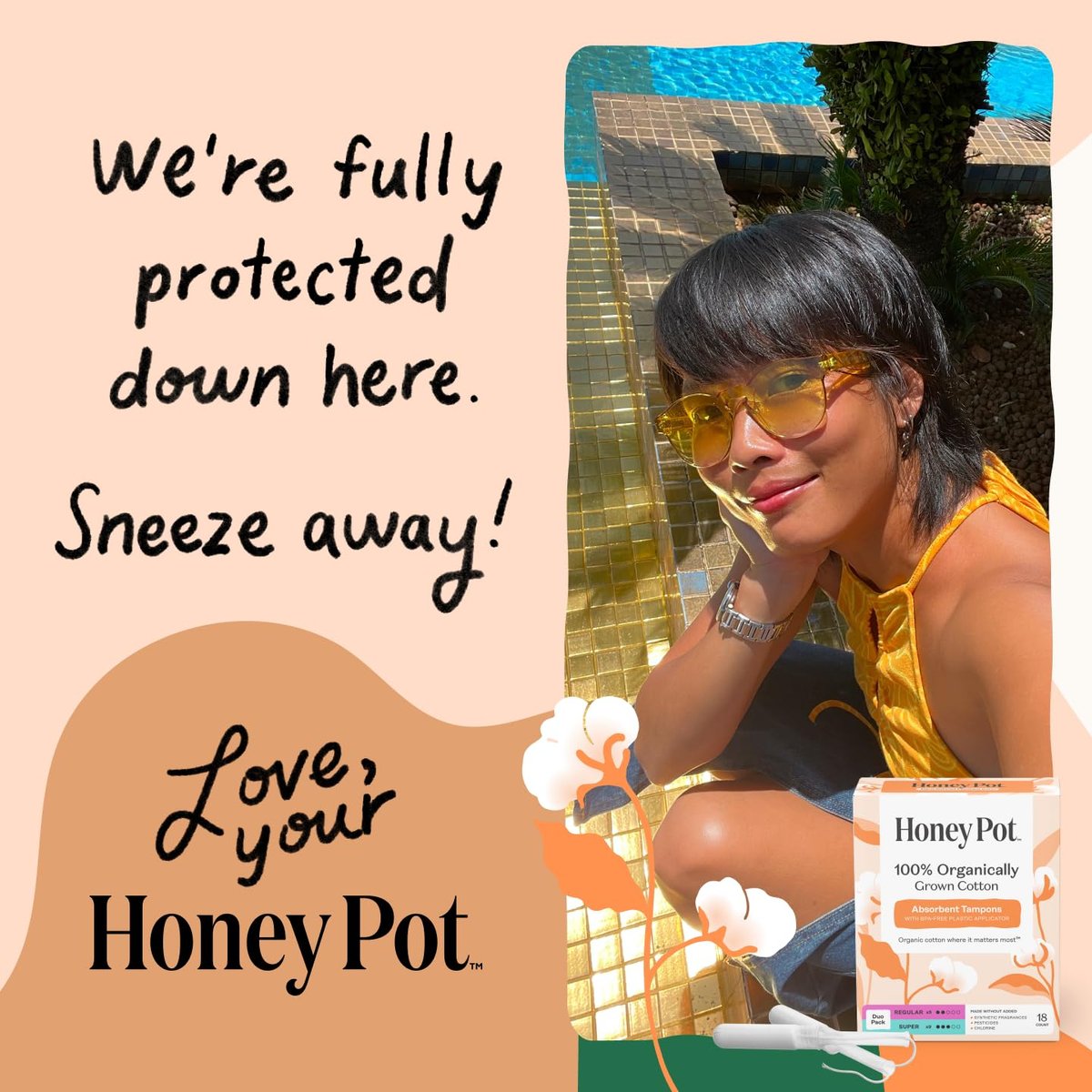 The Honey Pot Company – Multipack Tampons mit 100 % Bio-Baumwollkern und biologisch abbaubarem Kunststoff-Applikator – Regular & Super Saugfähigkeit – unparfümiert – Damenhygiene – 54 Stück (3 x 18)