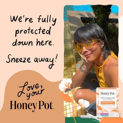 The Honey Pot Company – Tampons mit super Saugfähigkeit, 100 % Bio-Baumwollkern mit Bio-Kunststoff-Applikator, Damenhygiene, parfümfrei, 54 Stück (3 Packungen à 18 Stück)