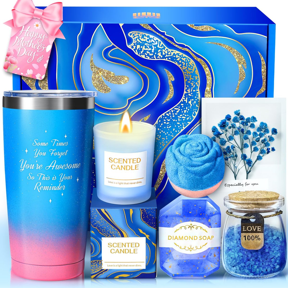Geschenke für Frauen, Muttertagsgeschenke für Mama Schwester Freundin Oma Beste Freundin Tochter Lehrerin Abschlussgeschenk, Selbstpflege-Spa-Set Blau