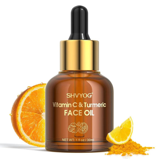 SHVYOG Vitamin C Kurkuma Gesichtsöl – Feuchtigkeitsspendend, Straffend, Anti-Falten, für Trockene Haut & Unreinen Teint (30 ml)