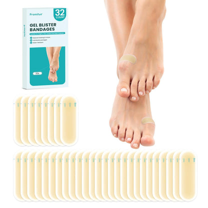Promifun Hydrokolloid-Blisterpflaster wasserdicht – Gelpflaster für Füße, Zehen zur Heilung & Vorbeugung (32 Stück, Spot Pack)