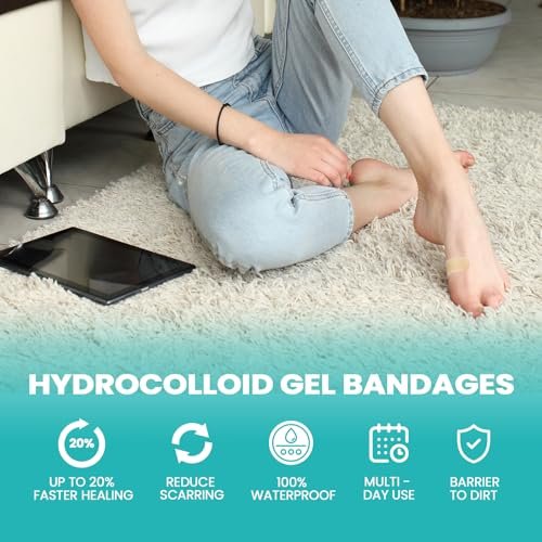 Promifun Hydrokolloid-Blisterpflaster wasserdicht – Gelpflaster für Füße, Zehen zur Heilung & Vorbeugung (32 Stück, Spot Pack)