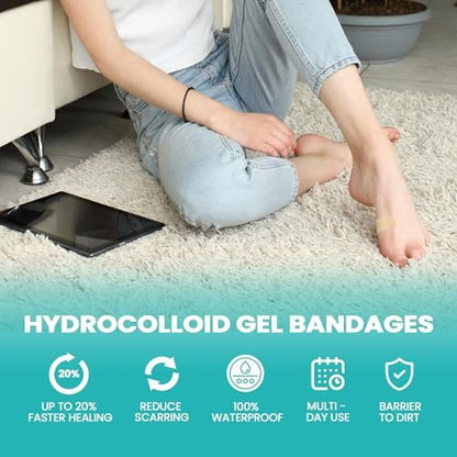 Promifun Hydrokolloid-Blisterpflaster wasserdicht – Gelpflaster für Füße, Zehen zur Heilung & Vorbeugung (32 Stück, Spot Pack)