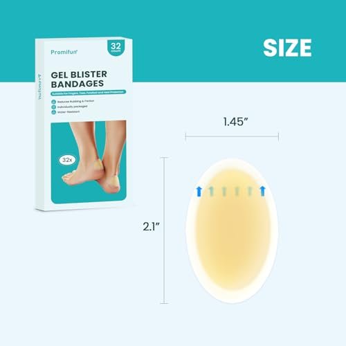 Hydrokolloid-Gel Blasenpflaster - Promifun wasserdichte Haftpflaster für Ferse, Fuß, Zehen - Gel Blasenpflaster zur Vorbeugung und Heilung (24 Stück, Sortiert)
