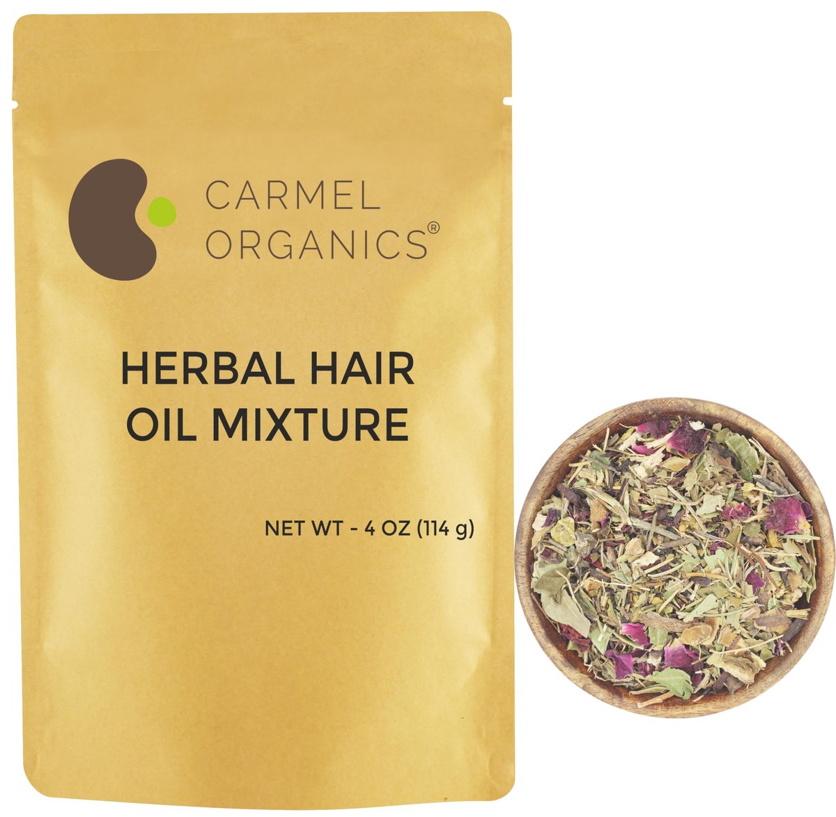 CARMEL ORGANICS Kräuter-Haaröl-Mix | 21 Kräuter für Haarwachstum | DIY-Öl-Infusion | Enthält Bhringraj, Bockshornklee, Rosmarin, Hibiskus und mehr, ohne Zusatzstoffe, Nicht-GVO