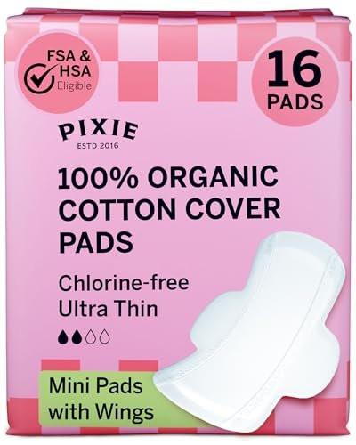 Pixie Bio-Baumwolle Ultra Dünne Mini Slipeinlagen für Teenager - Slipeinlagen mit Flügeln - Leichte Saugfähigkeit Menstruationseinlagen - Hypoallergen, Ungiftig & Biologisch Abbaubar für die Intimhygiene - FSA Berechtigt - 16 Stück