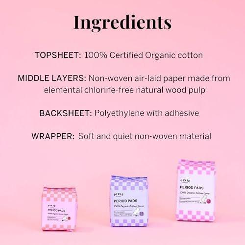 Pixie Bio-Baumwolle Ultra Dünne Mini Slipeinlagen für Teenager - Slipeinlagen mit Flügeln - Leichte Saugfähigkeit Menstruationseinlagen - Hypoallergen, Ungiftig & Biologisch Abbaubar für die Intimhygiene - FSA Berechtigt - 16 Stück