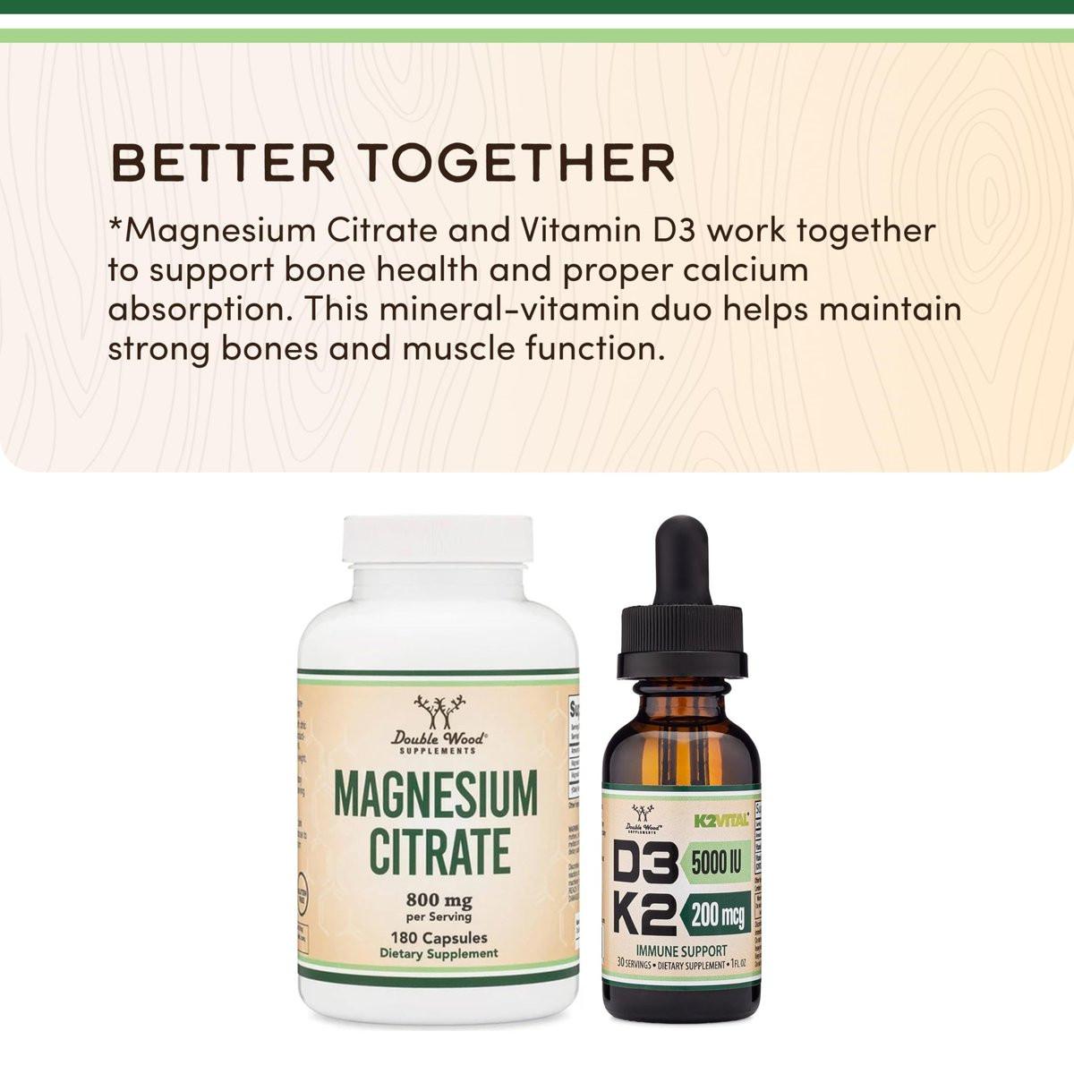Magnesiumcitrat 800mg, 90 Kapseln – Unterstützung für Verdauung & Verstopfung, Vegan, Nicht-GVO, Double Wood Supplements