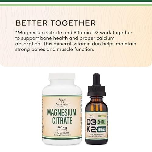 Magnesiumcitrat 800mg, 90 Kapseln – Unterstützung für Verdauung & Verstopfung, Vegan, Nicht-GVO, Double Wood Supplements