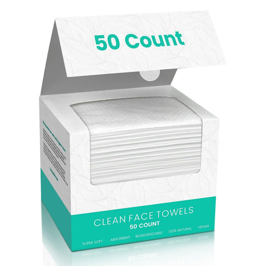 ONLYCARE Einweg-Gesichtstuch, biologisch abbaubare Gesichtstücher, 25,4 x 30,5 cm super dicke weiche Gesichtstücher, 50 Stück, Abschminktücher für empfindliche Haut, 1 Packung